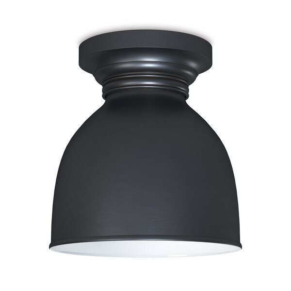 Nickel flush mount with a white washed interior